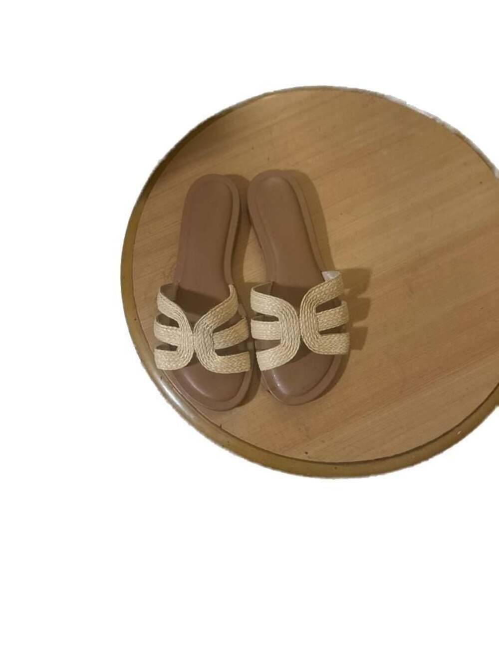 The Drop Women's H-Band Flat Slide Sandals in Natural Raffia